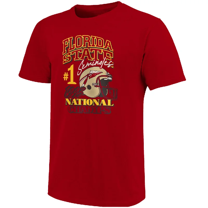 Image One Adult/Unisex Vault Florida State Seminoles 1993 National Champs Helmet Design Short Sleeve T-shirt - Cardinal