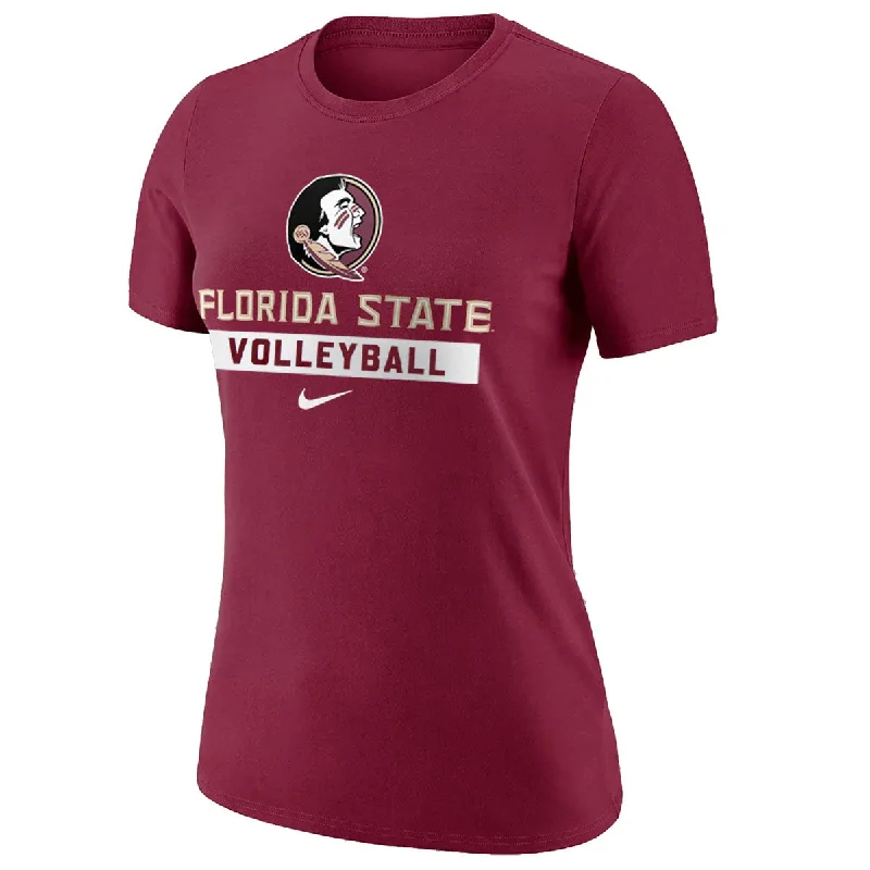 Nike Women's Seminole Logo/Florida State Volleyball Short Sleeve Cotton T-shirt - Garnet