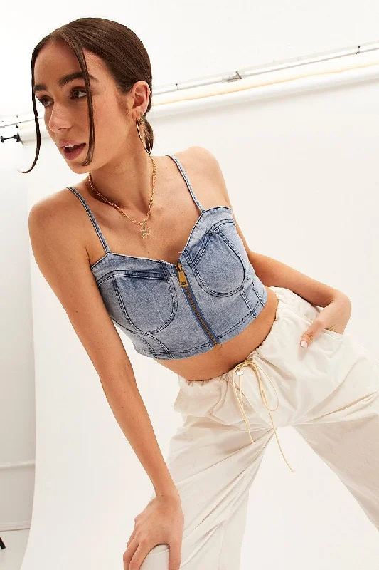 Blue Denim Corset Top