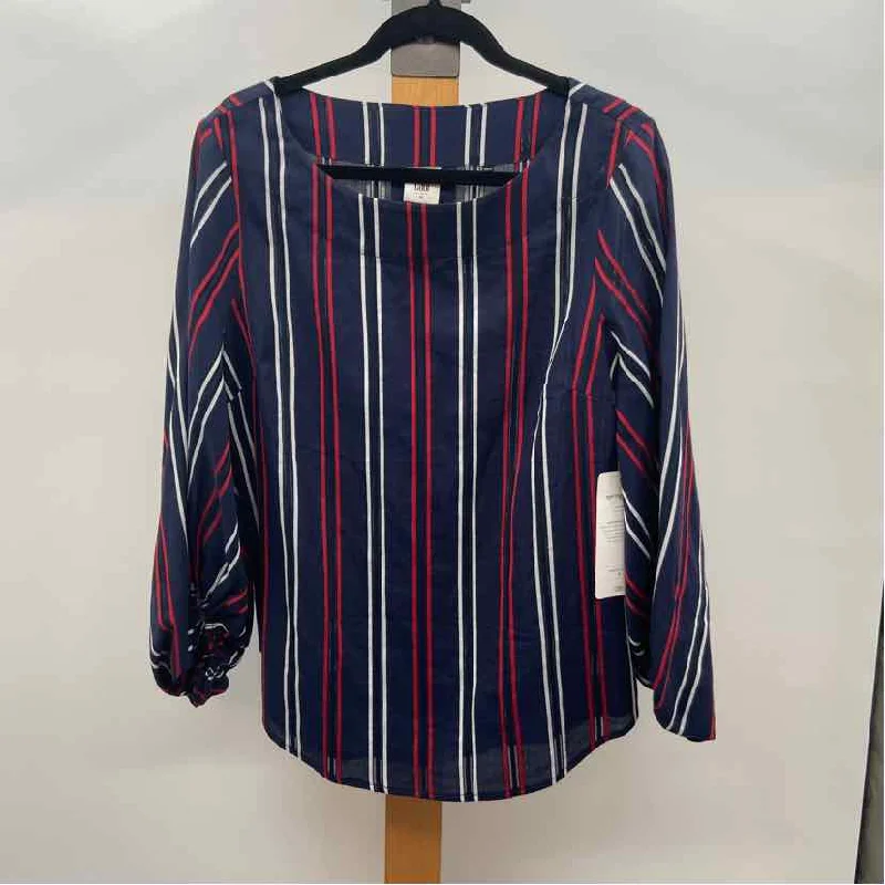 CABI Women's Size M Navy Stripe Long Sleeve Shirt