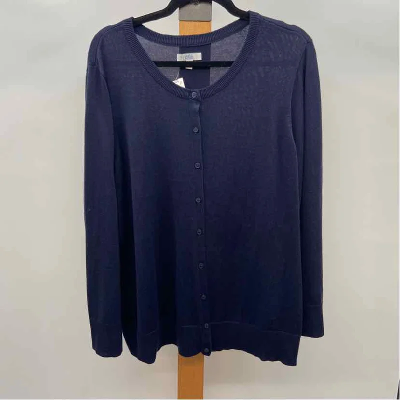 Croft & Barrow Women's Size 2X Navy Solid Cardigan