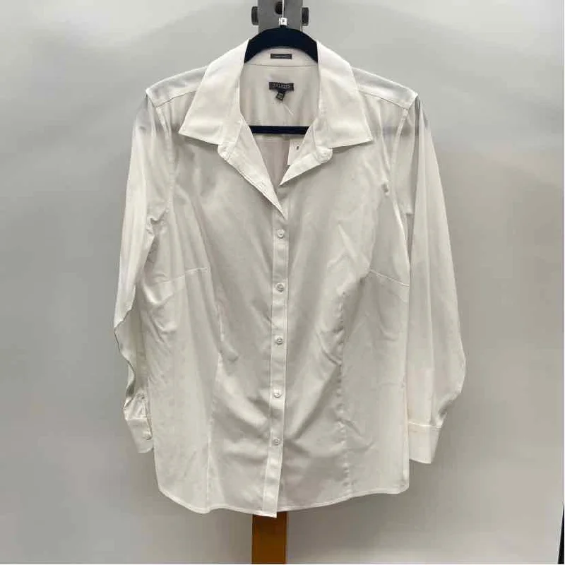 Talbots Women's Size XLP White Solid Long Sleeve Shirt