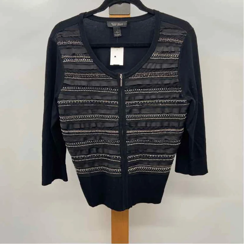 White House Black Market Women's Size L Black Beaded Cardigan