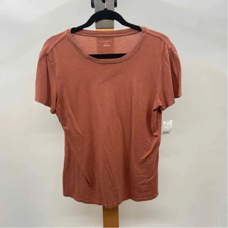 Z Supply Women's Size L Rust Solid Short Sleeve Shirt