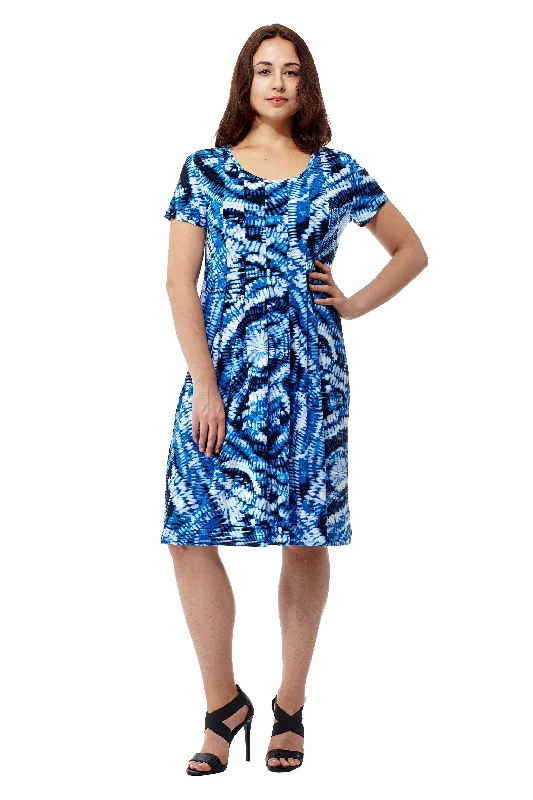 La Cera Paisley Tie Dye Print Short Sleeve Dress