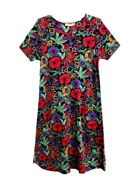 La Cera Printed 100% Cotton Knit A-Line Dress