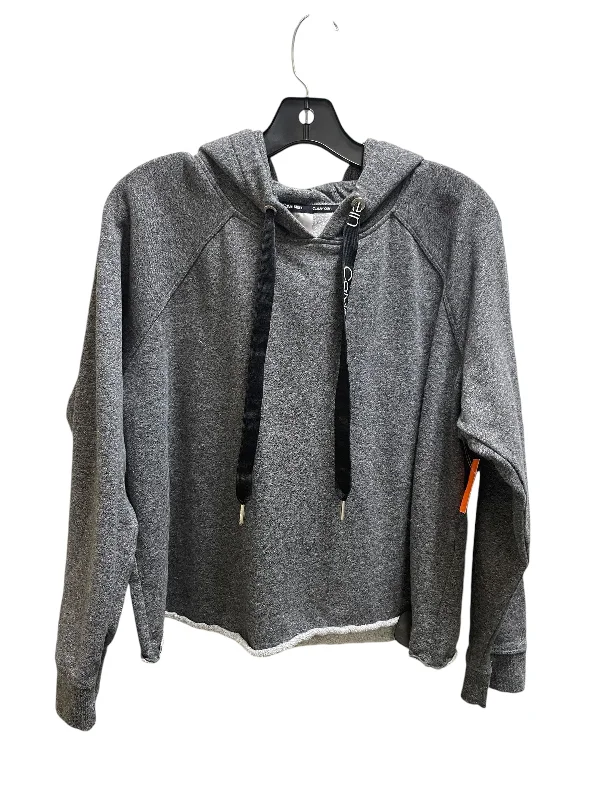 Sweatshirt Hoodie By Calvin Klein In Grey, Size: L