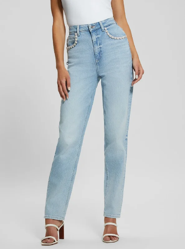 Blue Denim Mom Jean in Light Wash