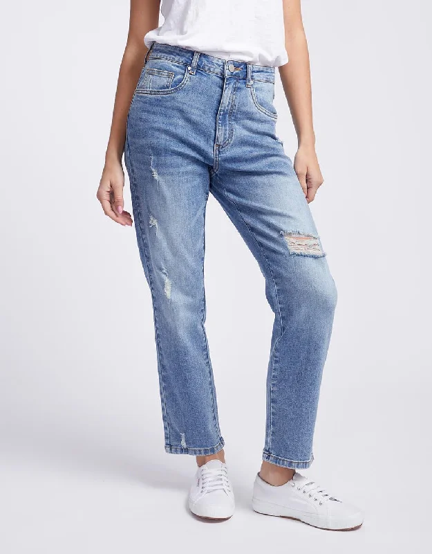 Noelle Straight Leg Jean - Distressed Blue