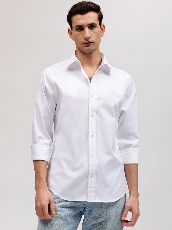 Gant Men White Solid Button-down Collar Full Sleeves Shirt