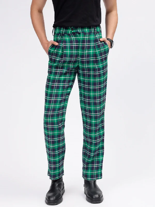 Gant Men Green Checked Slim Fit Mid Rise Trouser