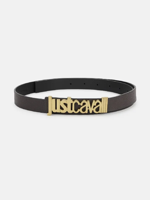 Just Cavalli Men Brown Solid Push Pin Buckle Belt