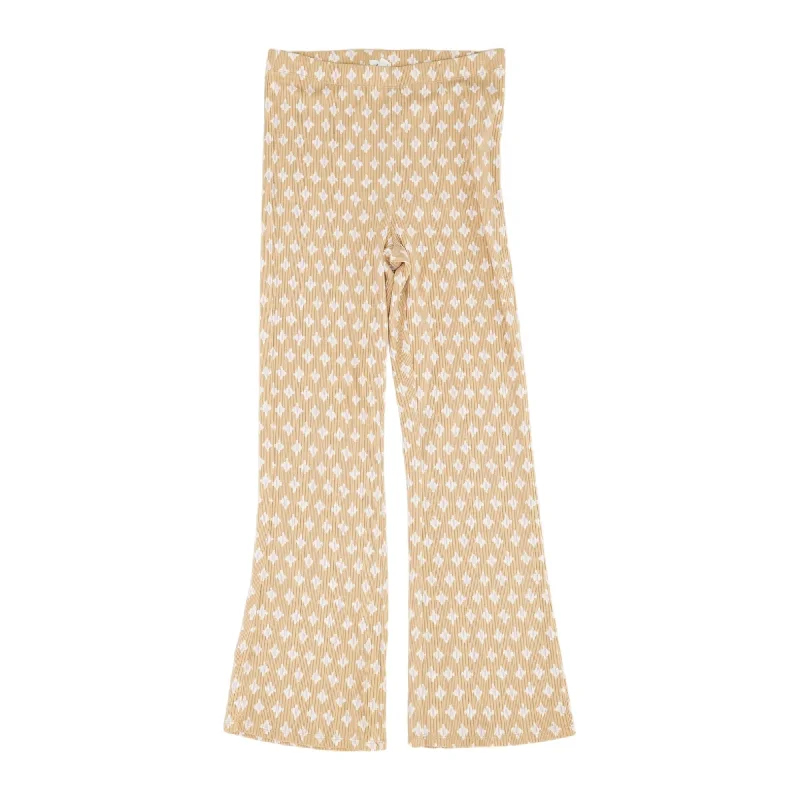 Beige Graphic Active Pants