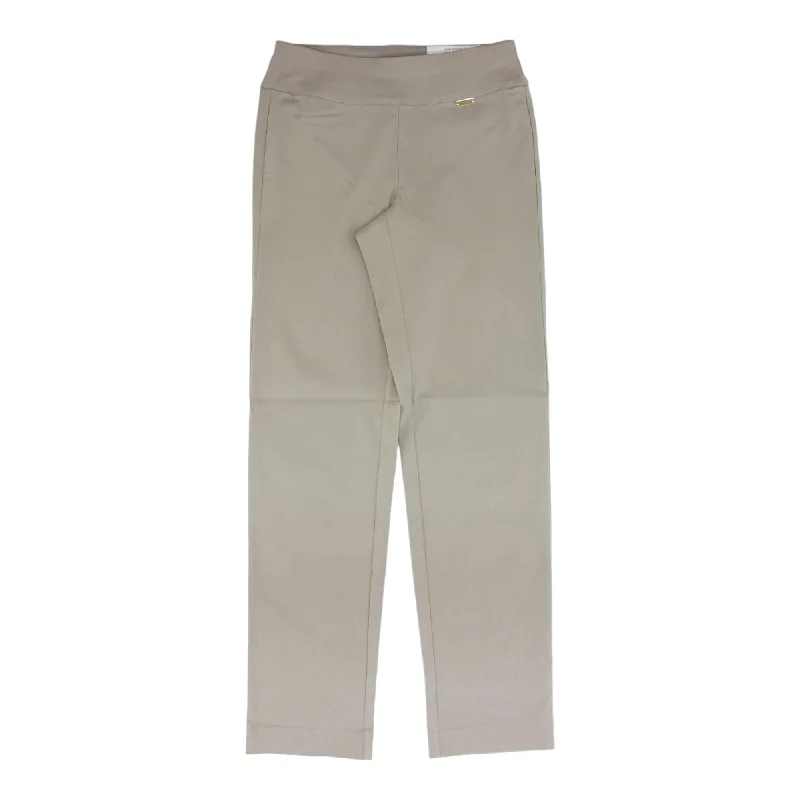 Beige Solid Dress Pants