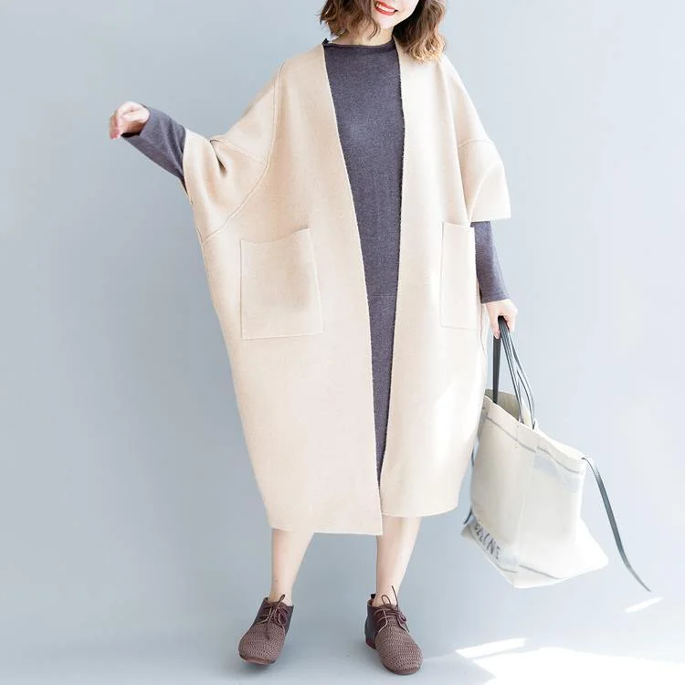 Beige White Coats Oversize Wild Coats Elegant Big Pockets Coats