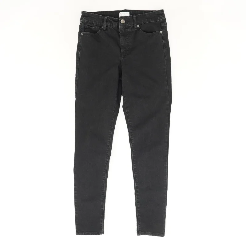 Black Solid Mid Rise Skinny Leg Jeans