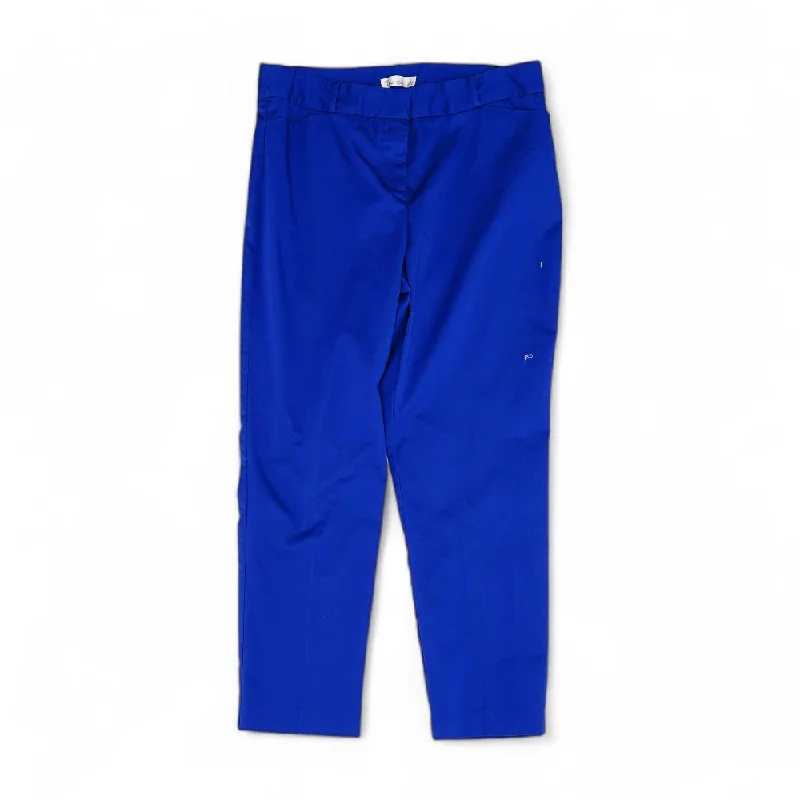 Blue Solid Dress Pants