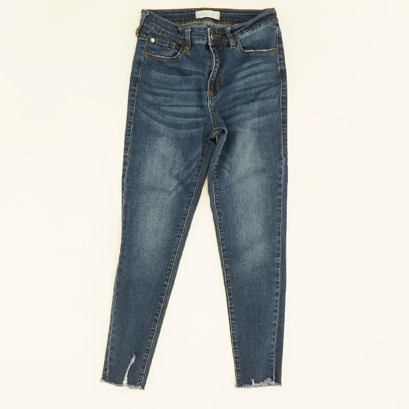 Blue Solid High Rise Skinny Leg Jeans