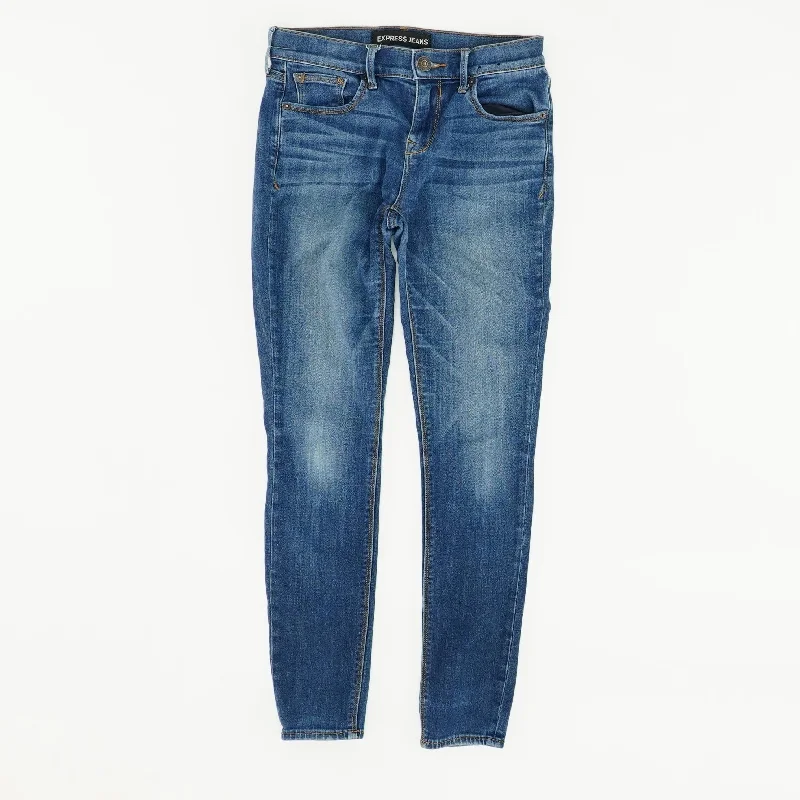 Blue Solid Mid Rise Skinny Leg Jeans