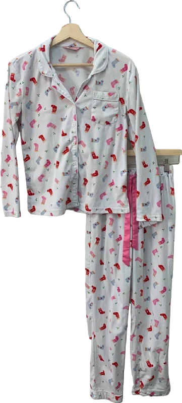 Boux Avenue White Heart Print Pyjama Set UK 6