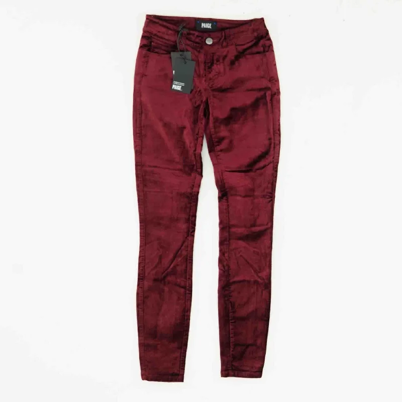 Burgundy Solid Skinny Leg Jeans