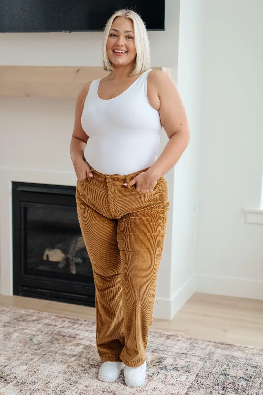 Cordelia Bootcut Corduroy Pants in Camel - Judy Blue