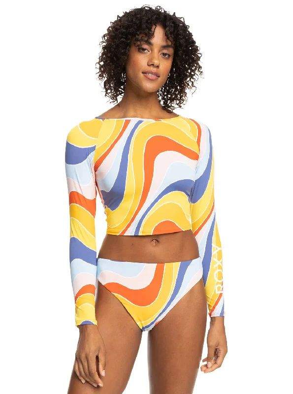 Crop Top Long Sleeve Rashguard - Tiger Lily Cruz