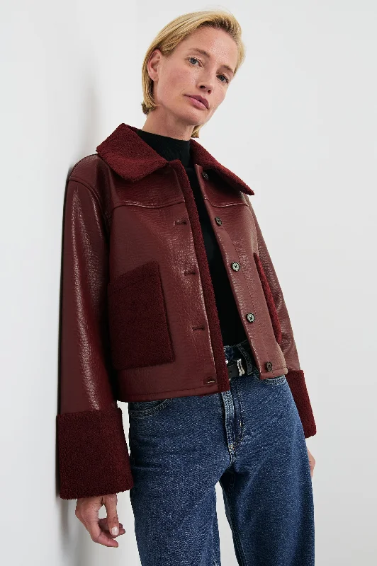 DRIA JACKET - MAROON SHEARLING