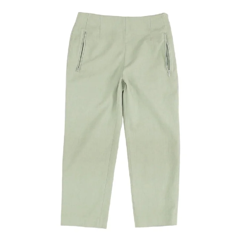 Green Solid Dress Pants