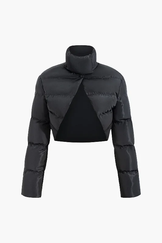 Stand Collar Cut Out Puffer Jacket