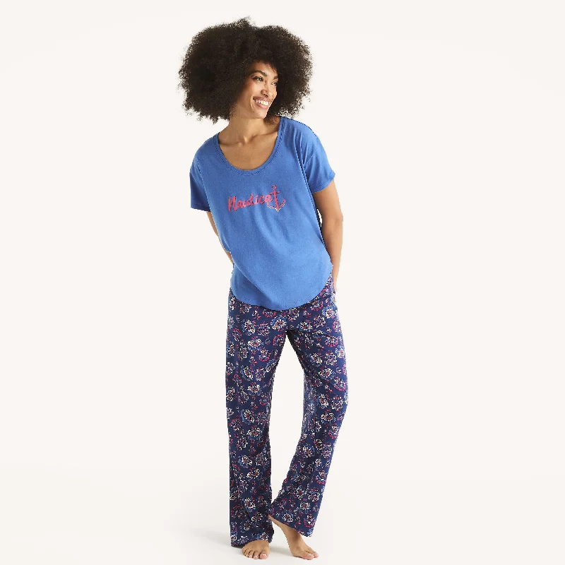 Nautica Womens Printed Pajama Pant Set