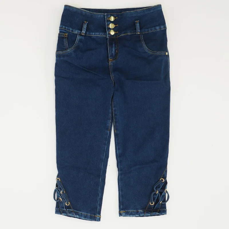 Navy Solid Capri Skinny Leg Jeans