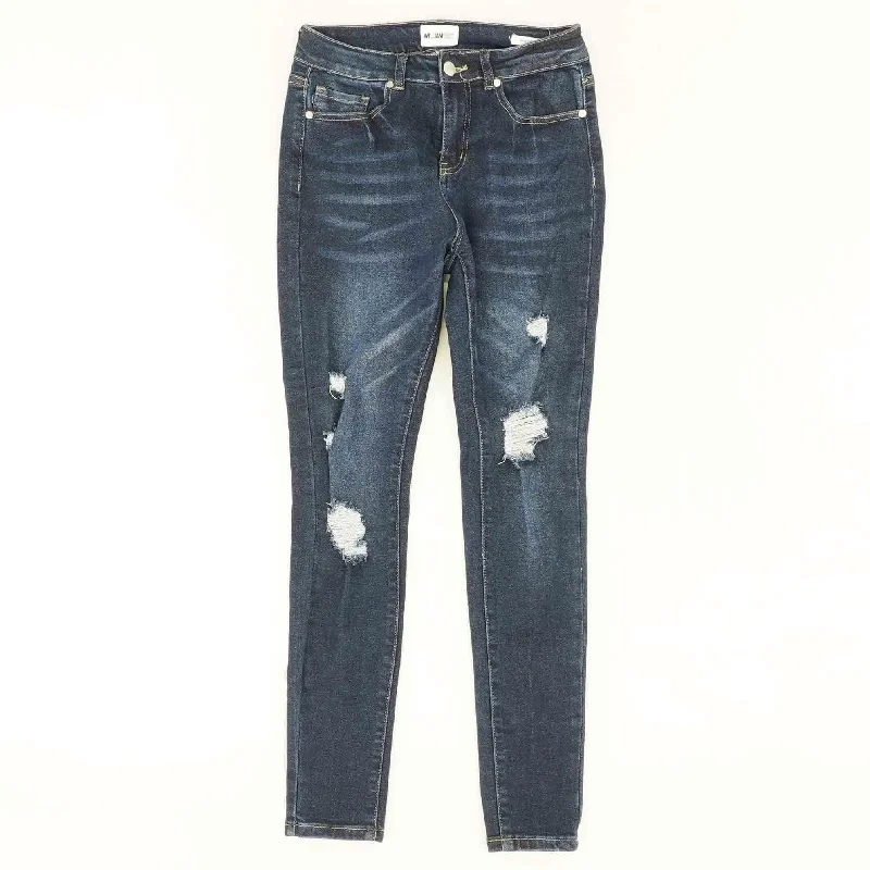 Navy Solid High Rise Skinny Leg Jeans