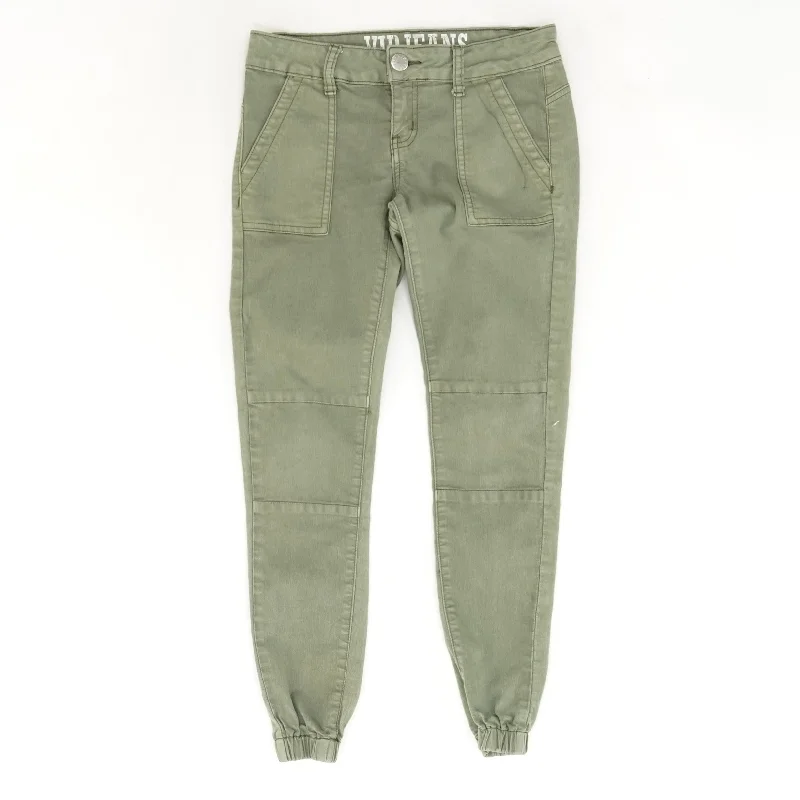 Olive Solid Mid Rise Slim Leg Jeans