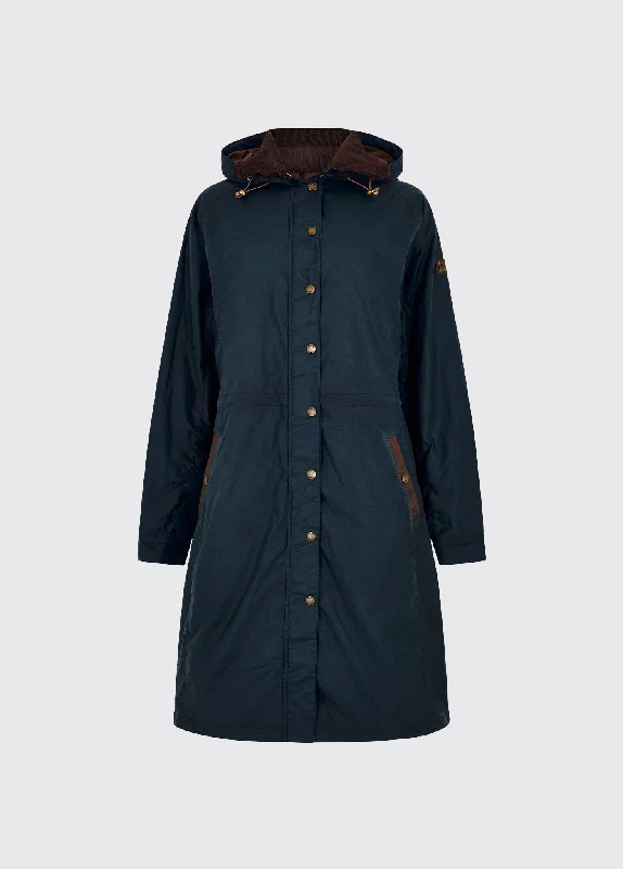 Redington Ladies Long Wax Coat - Storm Blue