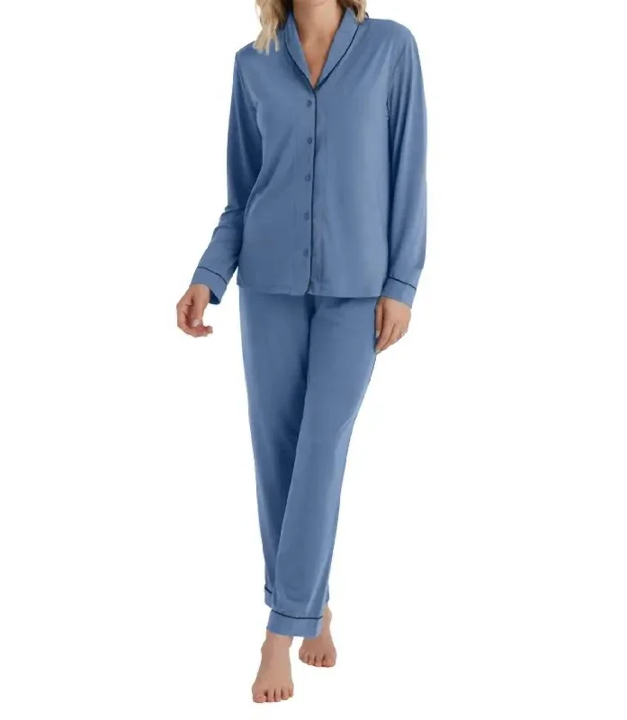 Tatum Shawl Collar Pj Set In Spring Lake