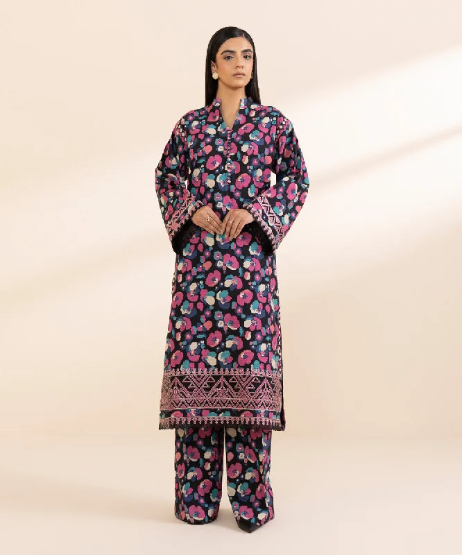 2 Piece - Embroidered Light Khaddar Suit