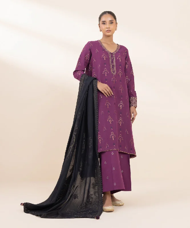 3 Piece - Embroidered Jacquard Suit