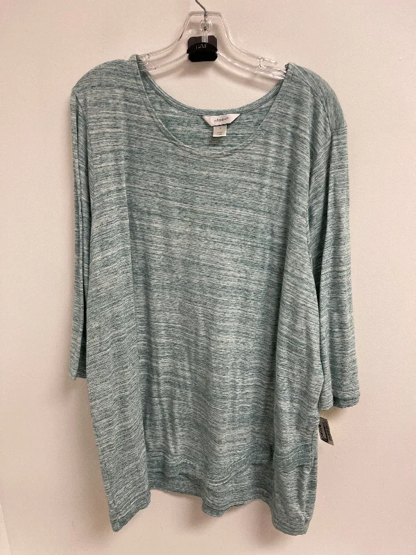 Top Long Sleeve By Cj Banks In Blue, Size: 3x