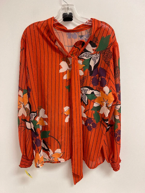 Top Long Sleeve By Clothes Mentor In Orange, Size: 1x