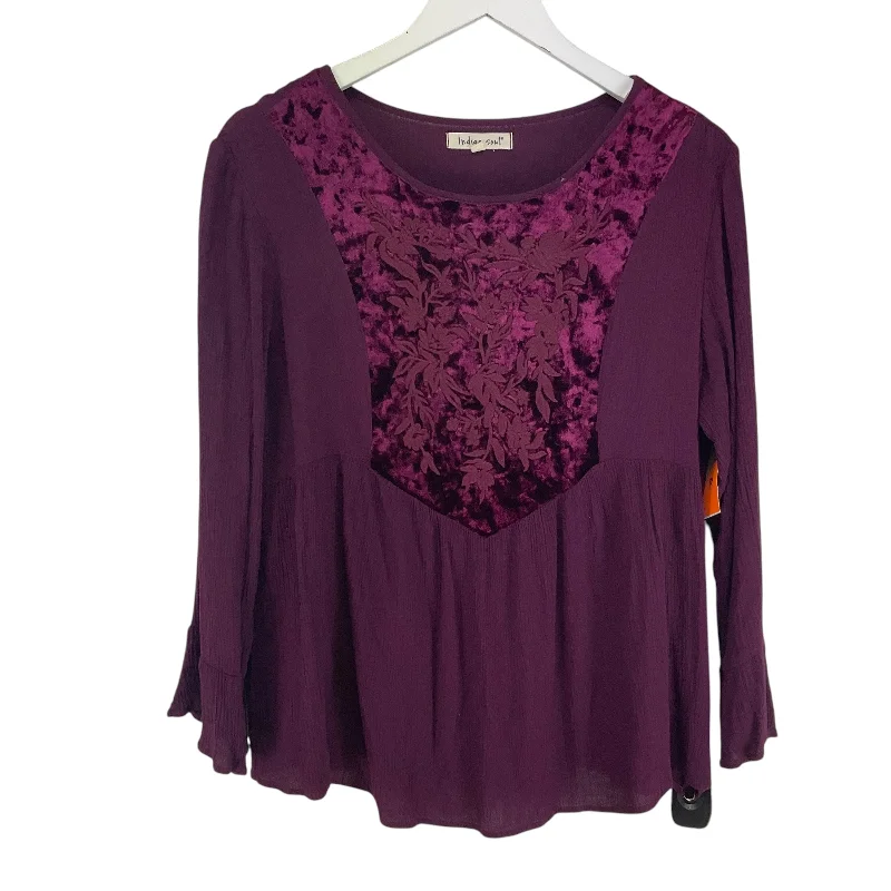 Top Long Sleeve By Indigo Soul In Purple, Size: M