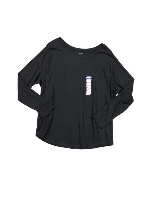 Top Long Sleeve By Terra & Sky In Black, Size: 2x