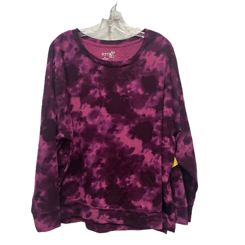 Top Long Sleeve By Terra & Sky In Purple, Size: 2x