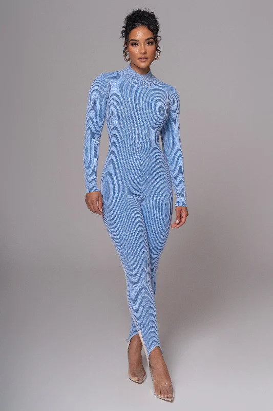 Blue In Control Stirrup Jumpsuit