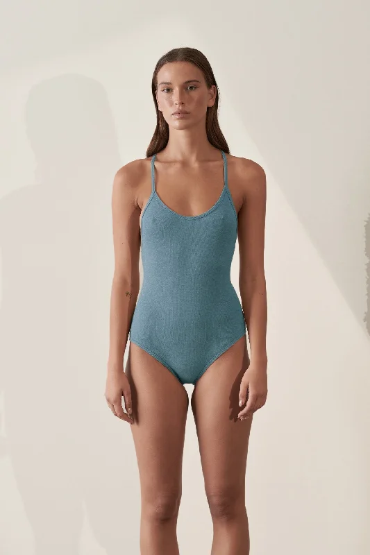 Bodysuit Organic Cotton Rib / Lake