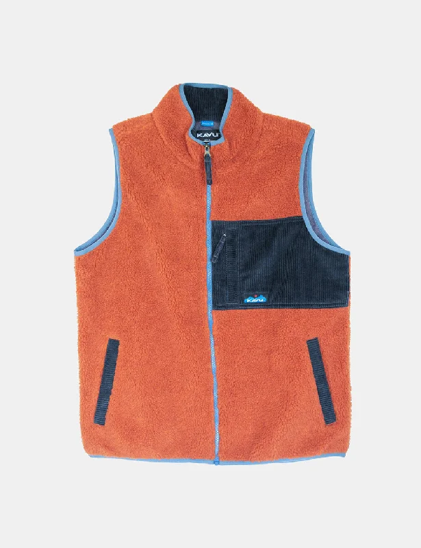 Kavu Cooper Fleece Vest - Ginger Bread Orange/Blue