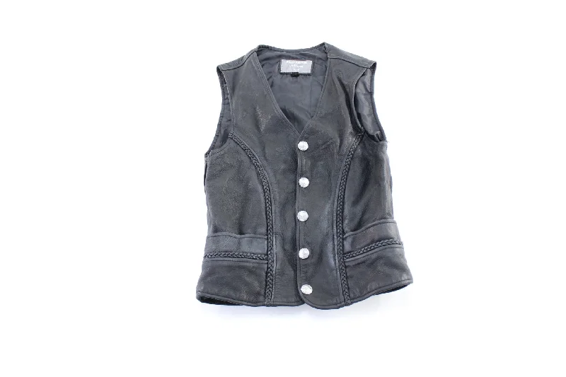 Vintage Pro-Rider Leather Black Vest